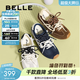 百麗（Belle）董璇同款流心糖阿甘鞋女德訓鞋新款商場(chǎng)運動(dòng)風(fēng)休閑鞋E7H1DCM5 米色 （4.5CM增高） 36 (230mm)