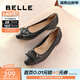 百麗（Belle）時(shí)尚蝴蝶結淺口單鞋女鞋休閑舒適牛皮單鞋D3R1DAQ5預售 黑色 38 (240mm)