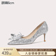 Lily Wei【水晶之戀】法式婚鞋主婚紗鞋高跟鞋女七夕送女友高級感 銀色跟高6厘米 37