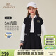 英氏（YEEHOO）女童套裝兒童棒球服裙子兩件裝中大童裝休閑學(xué)院風(fēng)春裝 黑色 160