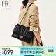 HR赫蓮娜包包女包輕奢優(yōu)雅單肩斜挎包女士頭層牛皮菱格包女生日禮物 黑色 中包