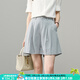 婭麗達天絲亞麻短褲女夏季休閑褲垂感褲子2025新款五分西裝直筒褲 古水藍(B1) 26