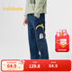 巴拉巴拉童裝兒童牛仔褲男童秋冬加絨工裝褲洋氣復古保暖直筒褲子 牛仔深藍88301 130
