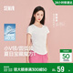 森馬（Semir）陳都靈|短袖t恤女26夏短款圓領(lǐng)上衣正肩收腰V領(lǐng)內搭109326100003
