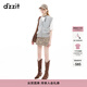DZZIT地素牛仔裙褲春秋復古街頭豹紋A字短褲子女3J3R1086N 深卡其色 M