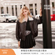 香影美拉德咖色皮衣女2025冬季新款毛絨翻領(lǐng)復古機車(chē)pu夾克短外套 咖色 S 155/80A/85-95斤