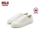 MUJI男女通用不易疲勞不易沾水運動(dòng)鞋無(wú)性別男款女款小白鞋帆布鞋 米白色 37 /235mm（尺碼偏大拍小一碼）