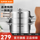 蘇泊爾（SUPOR）蒸鍋304不銹鋼三層復底多用蒸魚(yú)家用蒸籠電磁爐燃氣通用 歐式蒸鍋 3層 28cm
