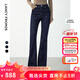 朗姿復古典雅喇叭褲高級感氣質(zhì)通勤長(cháng)褲女士冬季新款牛仔褲 暮色藏藍色2加絨 XL