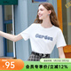 百圖betu女裝夏季新款T恤精致蕾絲字母印花百搭短袖上衣女2507T10 白色 L