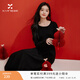 香影針織拼接黑色連衣裙女2026春季新款新年穿搭收腰顯瘦內搭裙子 黑色 L 165/88A/110-125斤