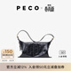 PECO【花少同款】枕頭包單肩熔巖油蠟皮休閑百搭斜挎大容量旅行包 中號經(jīng)典黑頭層熔巖油蠟牛皮預售7天