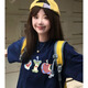 尤克達蒂（yookdd）短袖t恤女夏季2026新款休閑半袖上衣設計感小眾印花五分半袖上衣 藏青色短袖 L