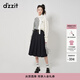 DZZIT地素長(cháng)袖針織衫春秋學(xué)院風(fēng)撞色拼接炫彩亮片裝飾女 中灰色 M