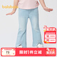 巴拉巴拉童裝兒童長(cháng)褲女童牛仔褲開(kāi)叉喇叭褲夏季褲子涼感時(shí)髦百搭 牛仔淺藍-涼感-88101 120