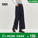 森馬（Semir）牛仔褲女冬花邊寬松長(cháng)褲加絨2025甜酷個(gè)性顯瘦闊腿褲10A725124001