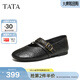 他她（TATA）女鞋2026春季羊皮淺口鞋子休閑氣質(zhì)粗跟瑪麗珍鞋XTT02AQ6 棕色（寬版） 37