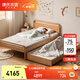 源氏木語(yǔ)全實(shí)木兒童床現代簡(jiǎn)約抽拉式子母床托床親子床兒童床+拖床+床墊*2