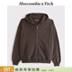 Abercrombie & Fitch經(jīng)典小麋鹿圖案美式抓絨經(jīng)典廓形衛衣外套25秋冬男裝122-5540 深棕色 M (180/100A) 尺碼偏大，建議小一碼