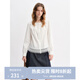獨束大碼女裝甜美系帶蕾絲花邊襯衫2025秋裝新款圓領(lǐng)泡泡袖上衣 云朵白 XL (尺碼：3）