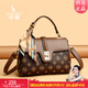 袋鼠卡拉中年女士包包2026新款生日禮物女斜挎包單肩包正品品牌輕奢手提包 棕配咖（手包+卡包+禮盒裝）