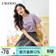 LAGOGO紫色顯白寬松T恤女拉谷谷2025年夏季新款圓領(lǐng)休閑短袖上衣 淺紫色 L