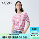 艾諾絲雅詩(shī)商場(chǎng)同款夏季新品設計感格紋提花毛通勤針織衫20438109 粉色 M
