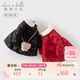 戴維貝拉女童輕薄羽絨服兒童公主外套中長(cháng)款裙式寶寶紅色拜年服冬