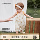 babylove女寶寶連體衣吊帶純棉夏季哈衣嬰兒外出甜美夏裝橘黃滿(mǎn)醉 橘黃滿(mǎn)醉 80cm