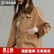 馬登巴恩風(fēng)美式工裝圣達菲夾克燈芯絨拼接帆布外翻領(lǐng)上衣秋季女 卡其色 M