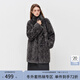范思藍恩學(xué)院復古風(fēng)一手長(cháng)仿羊毛皮草2025冬裝立領(lǐng)牛角扣短外套女 流光灰咖 M