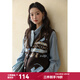 謎秀2026新品動(dòng)物提花馬甲女2026冬百花絨紗線(xiàn)復古疊穿針織背心 咖色 馬甲 均碼