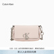 Calvin Klein休閑單肩鏈條包包字母旋扣翻蓋CK女包斜挎馬鞍包 PS2-貝殼粉 OS