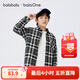 巴拉巴拉童裝男童襯衫兒童大童衣服新秋冬裝加絨外套保暖格子襯衣百搭 黑色調00399 160