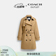 蔻馳（COACH）奧萊女士女裝純色中長(cháng)款風(fēng)衣戶(hù)外外套 卡其色 S