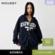 moussy 春季新品休閑磨毛字母雙頭拉鏈連帽衛衣010IA290-2621 140海軍藍 均碼
