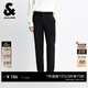 杰克·瓊斯（JACK&JONES）【衣啟贏(yíng)運】秋冬季男裝褲子男士商務(wù)休閑褲磨毛款彈力九分褲 E43純黑色 30 170偏大,建議拍小一碼