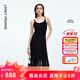 朗姿法式吊帶小黑裙氣質(zhì)設計感魚(yú)尾裙夏季新款高級感連衣裙 黑色 XL