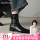 DAPHNE達芙妮方頭短靴女2026秋新款英倫風(fēng)切爾西靴短筒低跟瘦瘦靴馬丁靴 黑色單里 38