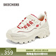 斯凱奇（Skechers）女鞋春季奶油蜜糕鞋厚底增高老爹鞋網(wǎng)面透氣休閑熊貓鞋 米白色/白色/紅色/OFWR 37 偏大建議選小半碼