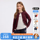 暇步士（Hush Puppies）【學(xué)院風(fēng)】童裝兒童女大童秋季新款簡(jiǎn)約舒適百搭假兩件針織衫 波爾多紅 170 cm