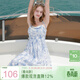三彩2025夏季新款碎花吊帶裙無(wú)袖高腰連衣裙顯瘦A字裙長(cháng)裙度假M