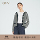 OVV春夏熱賣(mài)女裝新疆棉條紋海軍領(lǐng)法式風(fēng)格針織外套 藏青條紋03 S