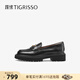 蹀愫（TIGRISSO）【趙昭儀同款】秋新款厚底增高透氣輕便士樂(lè )福鞋女TA43520-52 黑色油蠟牛皮革 TA65125-52 37