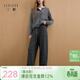 三彩2025冬季新款慵懶休閑長(cháng)褲抽繩松緊高腰直筒褲垂感顯瘦M