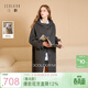 三彩【100綿羊毛】2025冬季新款連帽雙面呢大衣長(cháng)款毛呢外套M