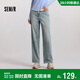 森馬（Semir）森柔牛仔|牛仔褲女抓毛闊腿褲街頭個(gè)性冬季寬松長(cháng)褲103724124001B
