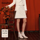 珂萊蒂爾Koradior國風(fēng)新中式繡花毛呢可拆毛邊a字半裙2026春新款 本白色 M