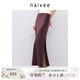 納薇（naivee）【雙面織醋酸緞】流光半身裙魚(yú)尾長(cháng)裙25夏新款光澤垂感 褐色 M