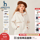 哈吉斯（HAZZYS）童裝女童風(fēng)衣秋新三防收腰加絨厚外套 米白色 165